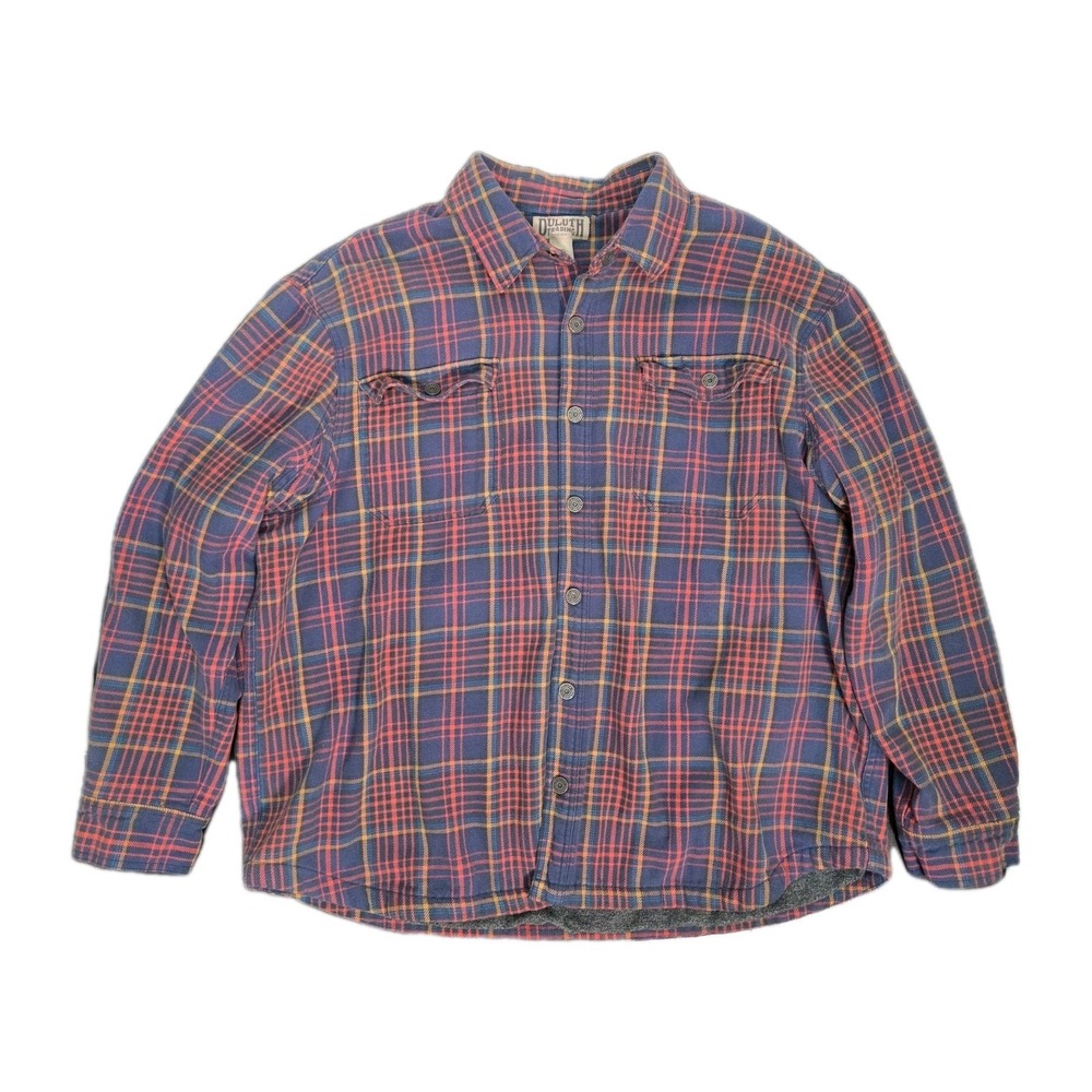 Duluth Trading Co. Flannel Shirt Jacket Mens 3XL Plaid Fleece Lined